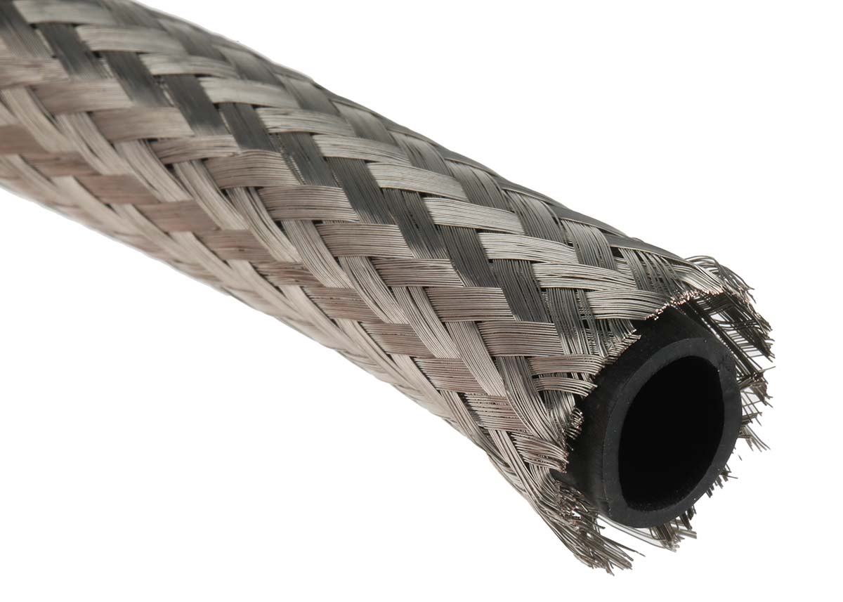 TE Connectivity Expandable Braided Copper Silver Cable Sleeve, 12.5mm Diameter, 10m Length, RayBraid Series