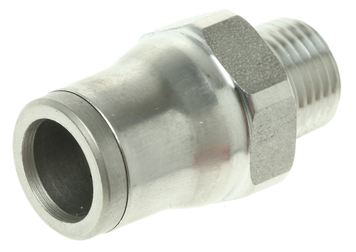 Legris LF3800 Series Straight Threaded Adaptor, NPT 1/8 Male to Push In 8 mm, Threaded-to-Tube Connection Style