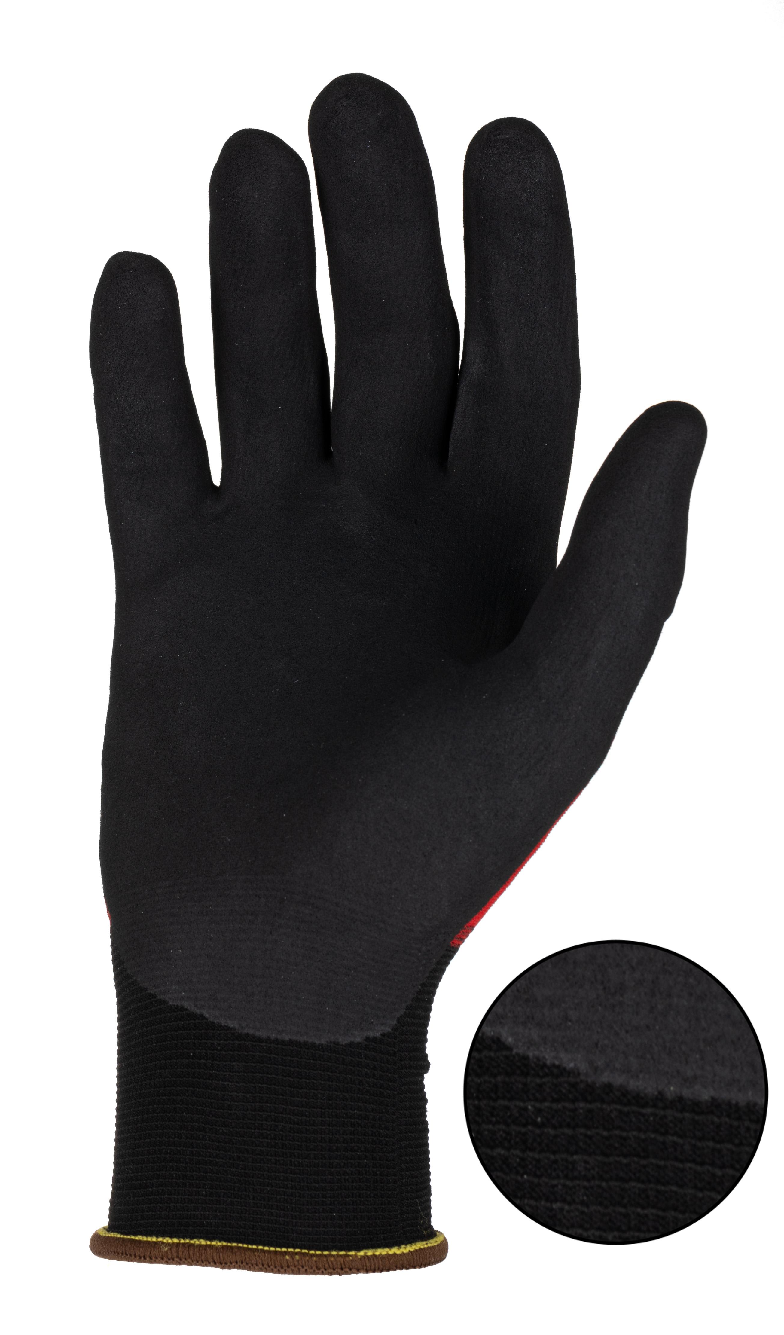Skytec Beta 1 Black, Red Nylon Nylon, Spandex Glove, Size 10/XL, Nitrile Foam Coating