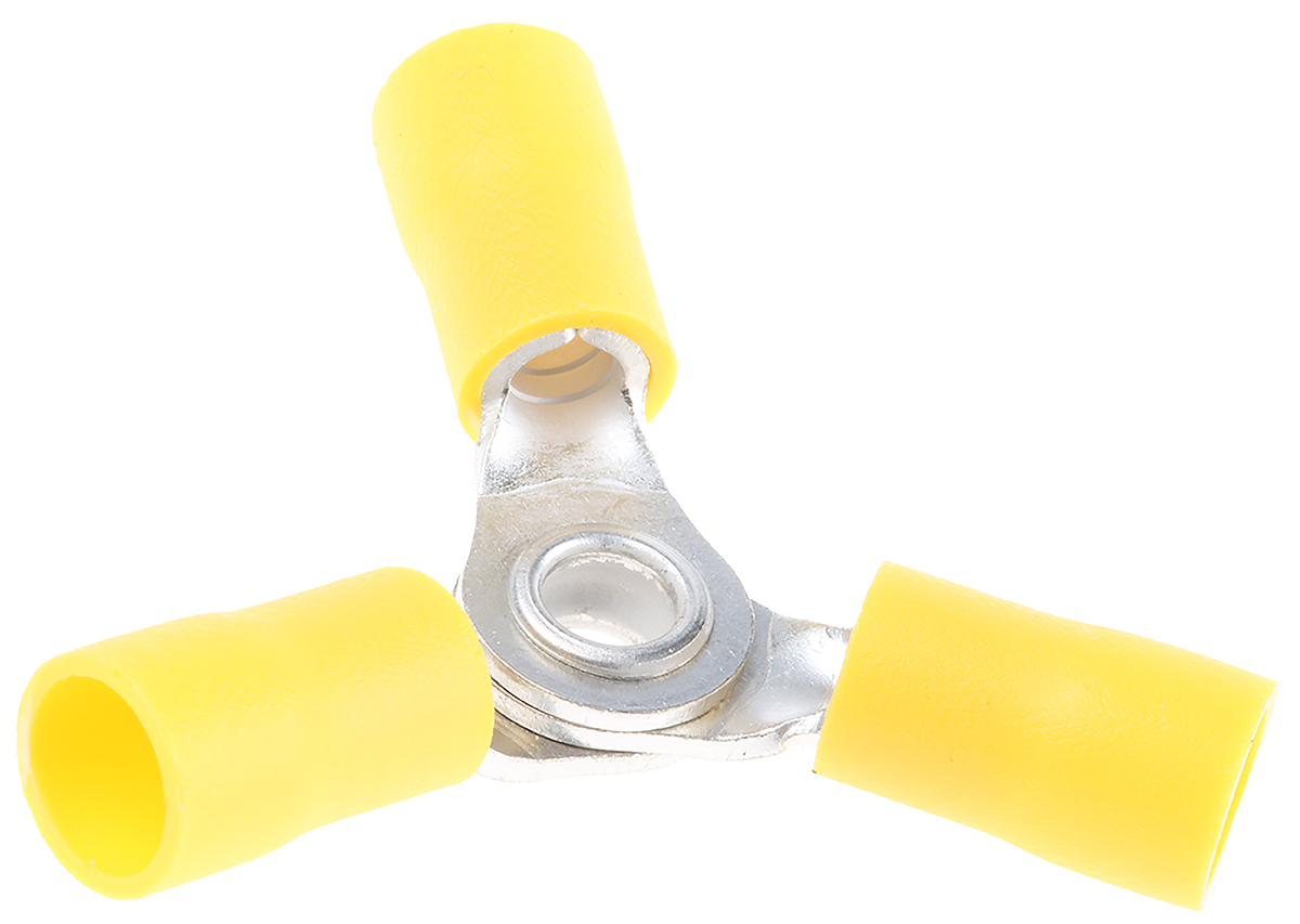 RS PRO Insulated Ring Terminal, 4mm Stud Size, 4mm² to 6mm² Wire Size, Yellow