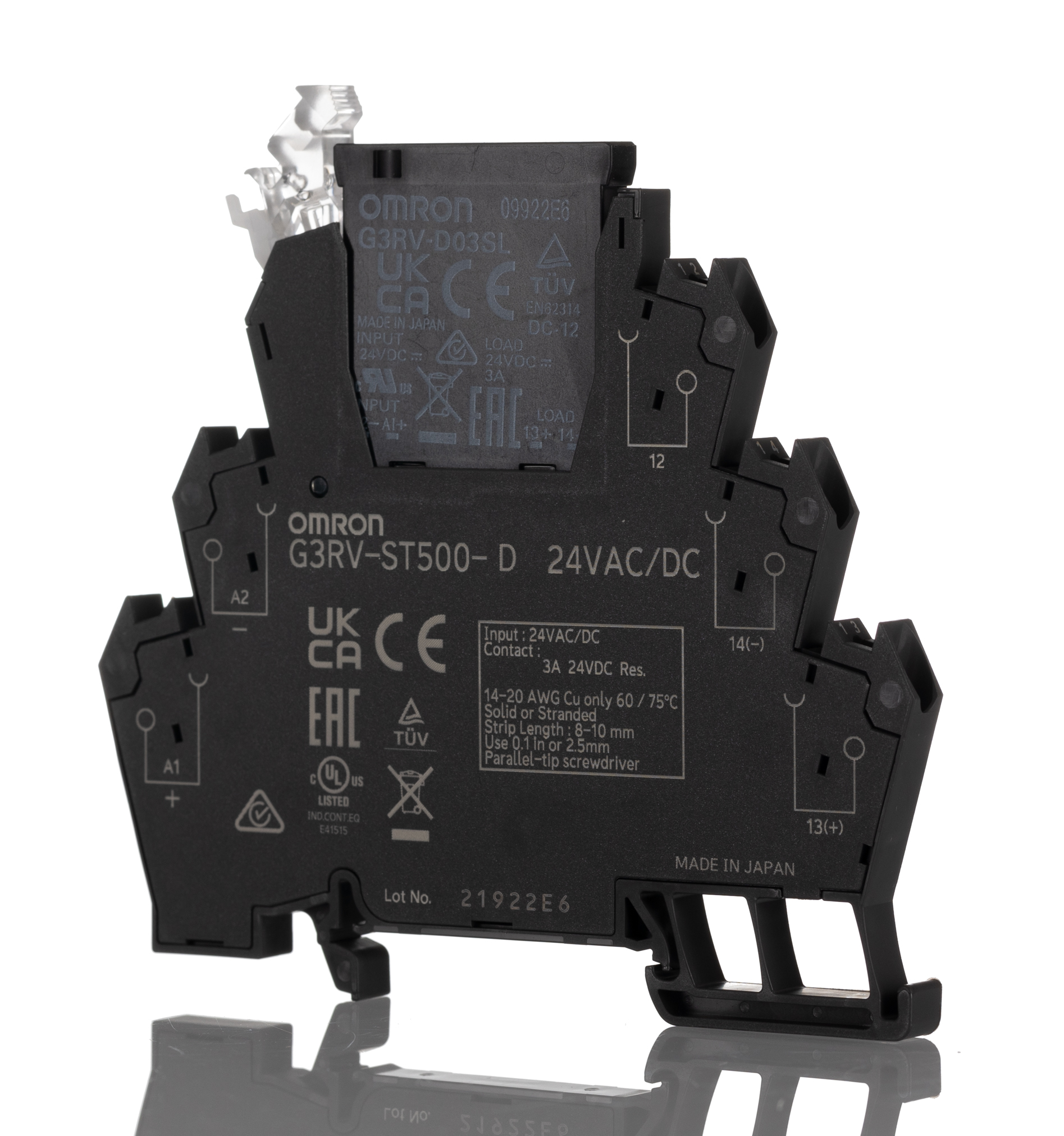 Omron G3RV-ST Series Solid State Interface Relay, 24 V ac/dc Control, 3 A Load, DIN Rail Mount