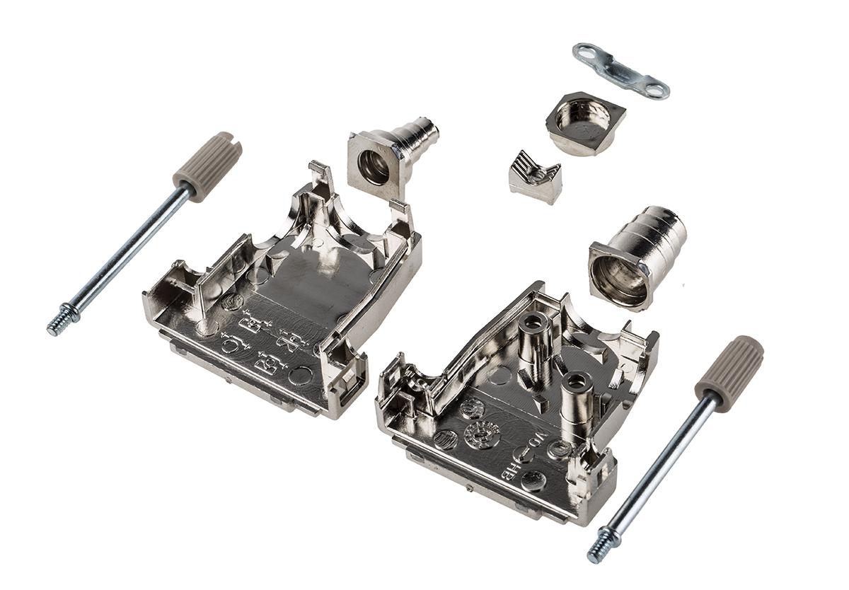 MH Connectors MHDSSK-T/M Series ABS Angled, Straight D Sub Backshell, 15 Way, Strain Relief