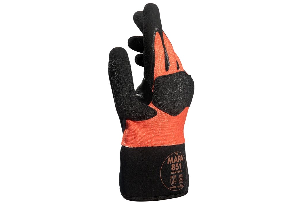 Mapa KryTech 851 Black, Orange High Density Polyethylene Nitrile Work Gloves, Size 11