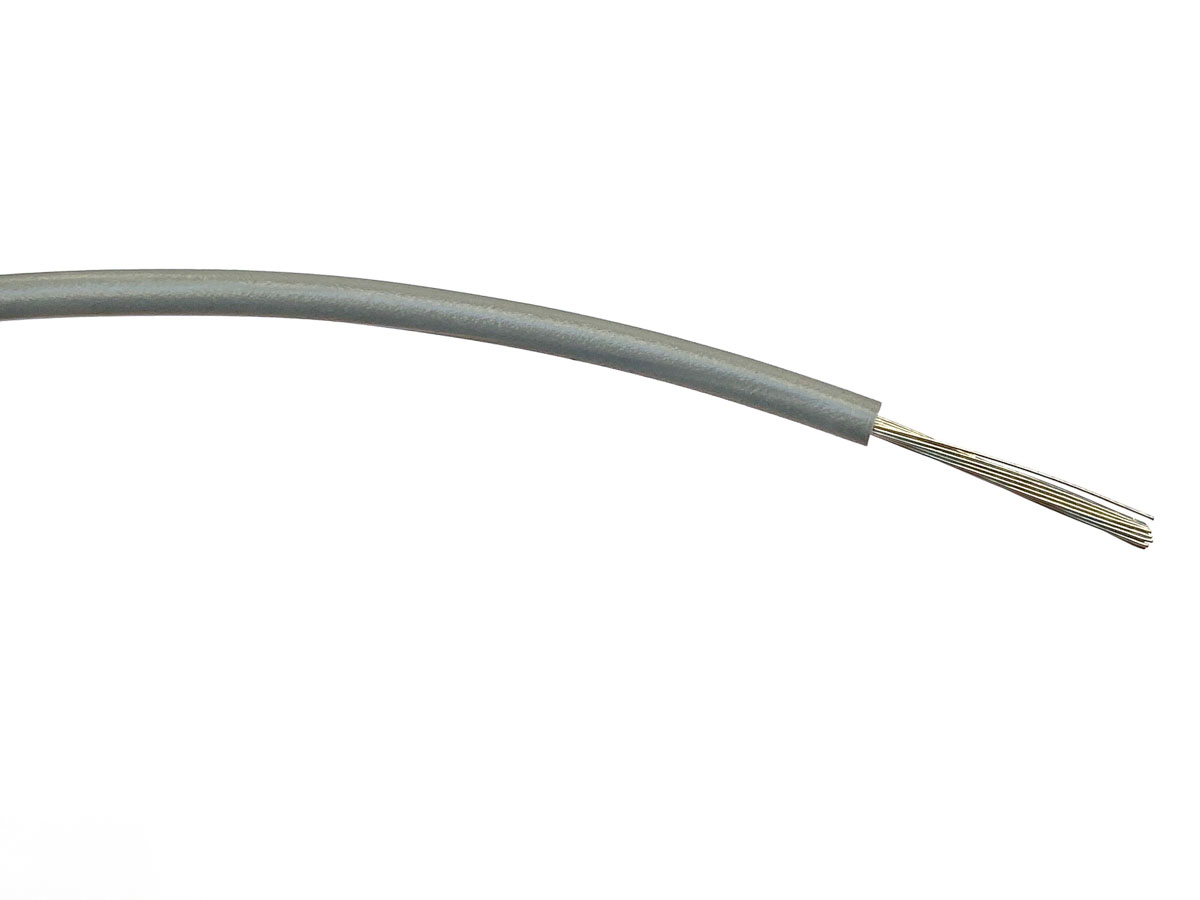 RS PRO Grey 0.75mm² Hook Up Wire, 18 AWG, 24/0.2 mm, 100m, PVC Insulation