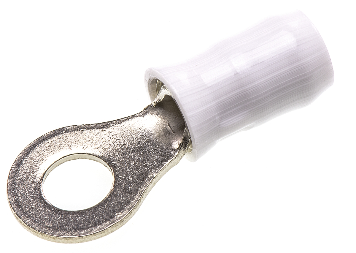 TE Connectivity, PIDG, STRATO-THERM Insulated Ring Terminal, M4 Stud Size, 2.15mm² to 2.15mm² Wire Size, White