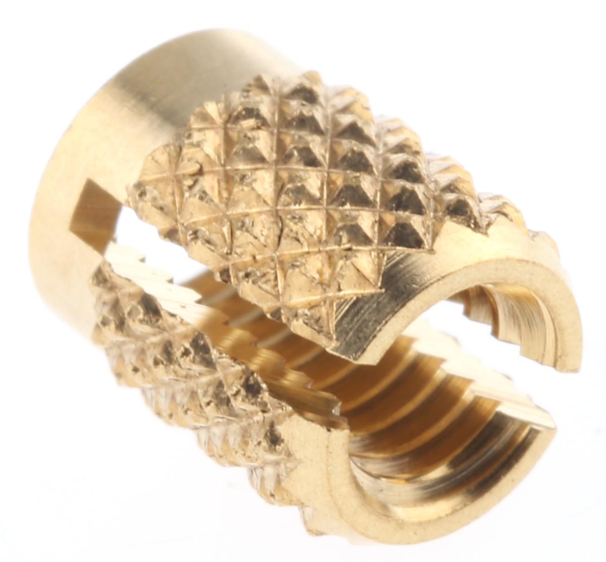 RS PRO, M3.5 Brass Threaded Insert diameter 4.8mm Depth 6.35mm
