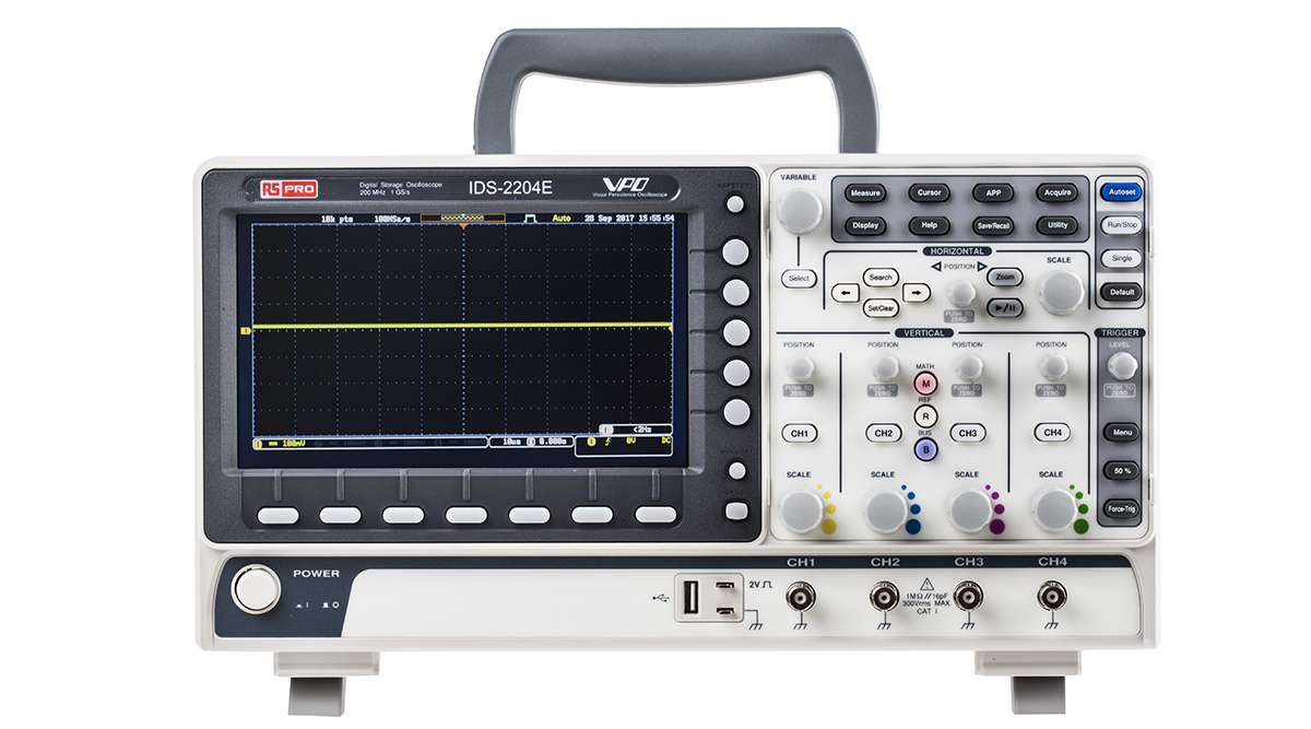 RS PRO IDS2204E, 200MHz Portable Oscilloscope, 4 Analogue Channels - RS Calibrated
