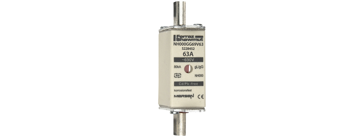 Mersen 63A NH Fuse, NH000, 690V ac