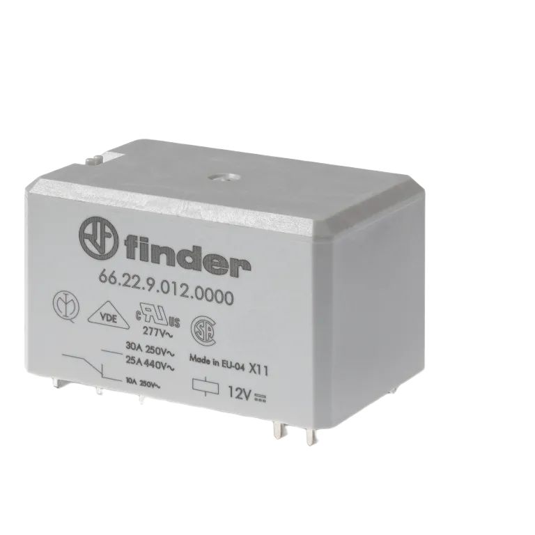 Finder PCB Mount Power Relay, 12V Coil, 30A Switching Current, DPST