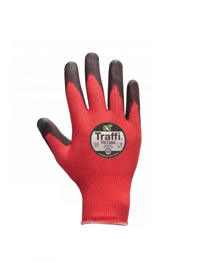 Traffi TG1360 Red Elastane, Nylon Work Gloves, Size 5