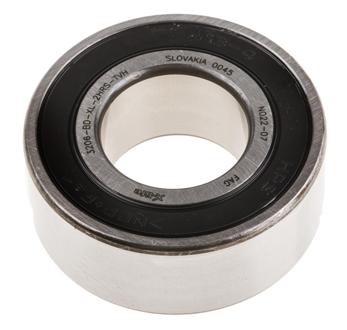 FAG 3206-BD-XL-2HRS-TVH 2 Row Angular Contact Ball Bearing - 30 mm ID, 62 mm OD 23.8 mm Race Width