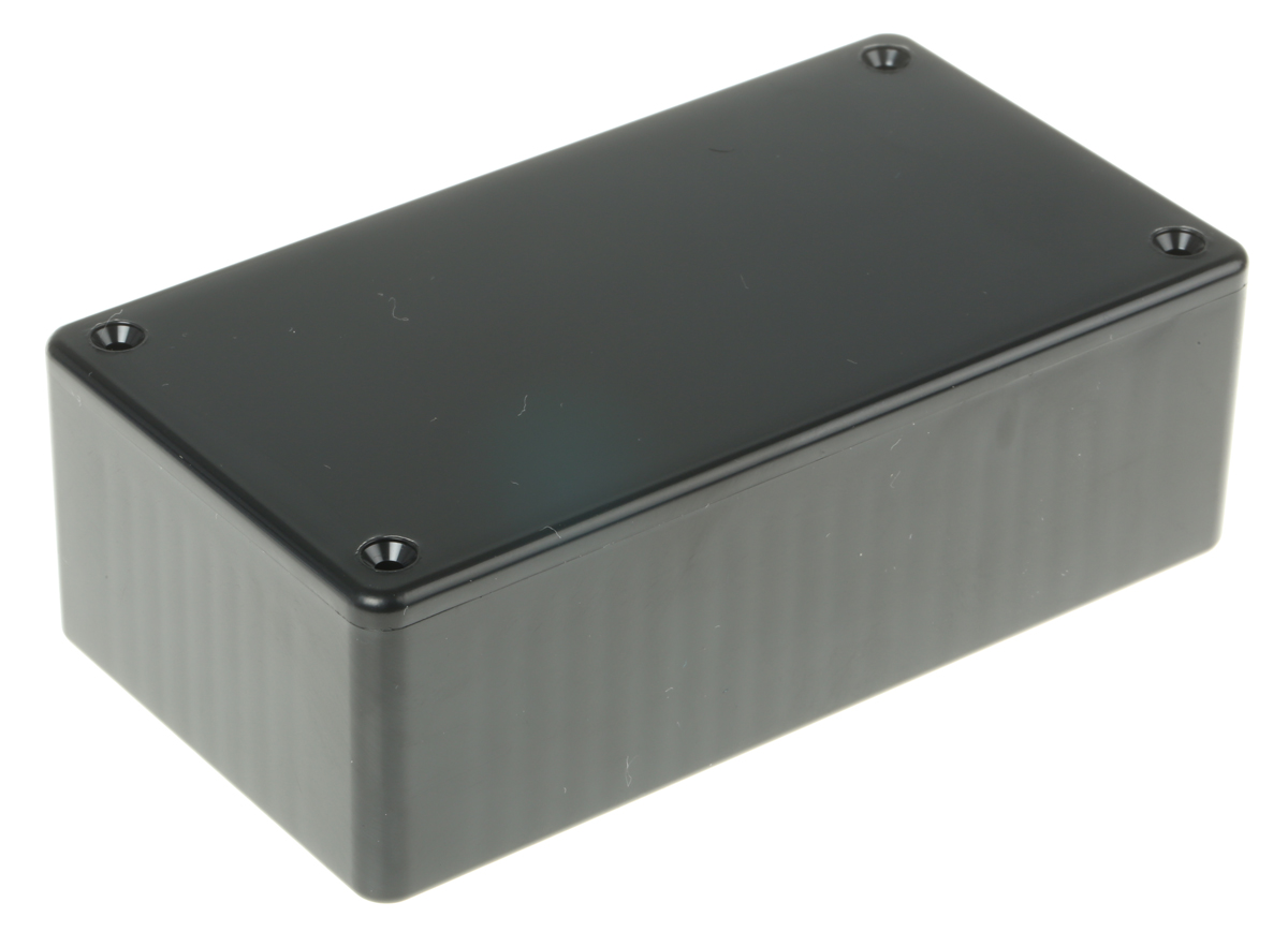 Hammond 1591 Series Black Flame Retardant ABS Enclosure, IP54, Black Lid, 120 x 65 x 40mm