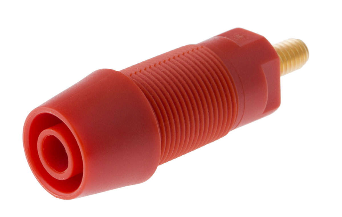 Schutzinger Red Female Banana Socket, 4 mm Connector, 32A, 1000V, Gold Plating