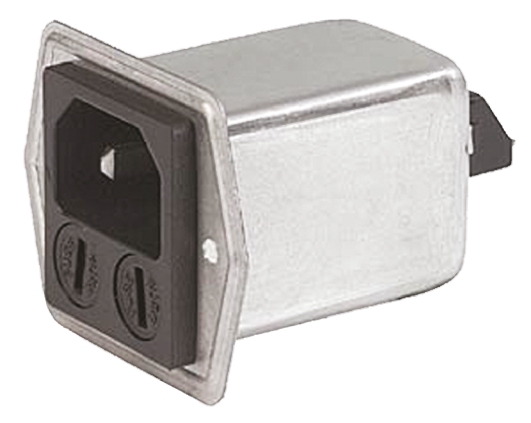 Schurter 2A, 250 V ac Male Panel Mount Filtered IEC Connector 5707.0201.312, Solder 2 Fuse