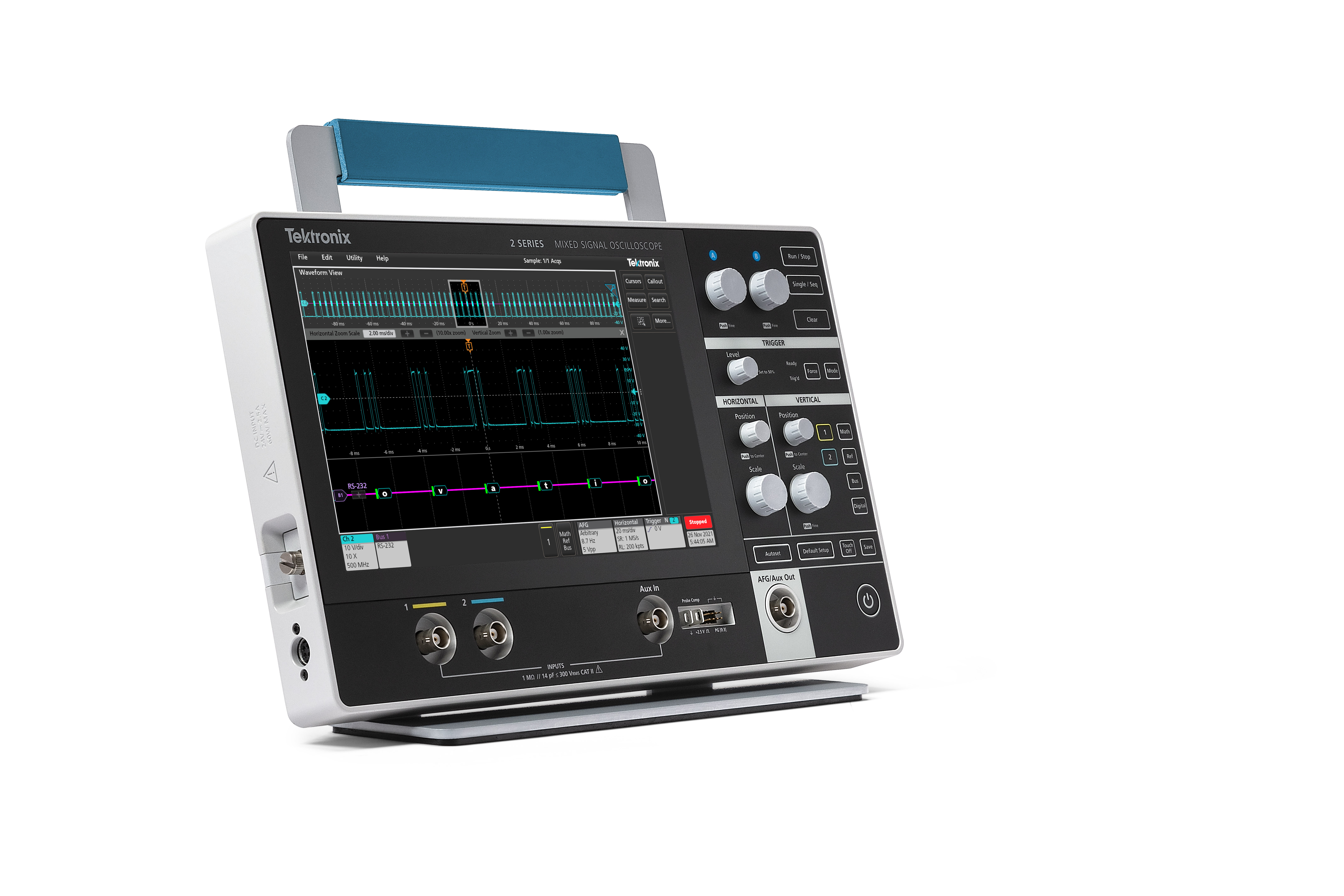 Tektronix MSO22 MSO2 Series, 100MHz Bench, Portable, Ultra Compact Oscilloscope, 2 Analogue Channels, 16 Digital