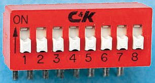 C & K 8 Way Through Hole DIP Switch SPST
