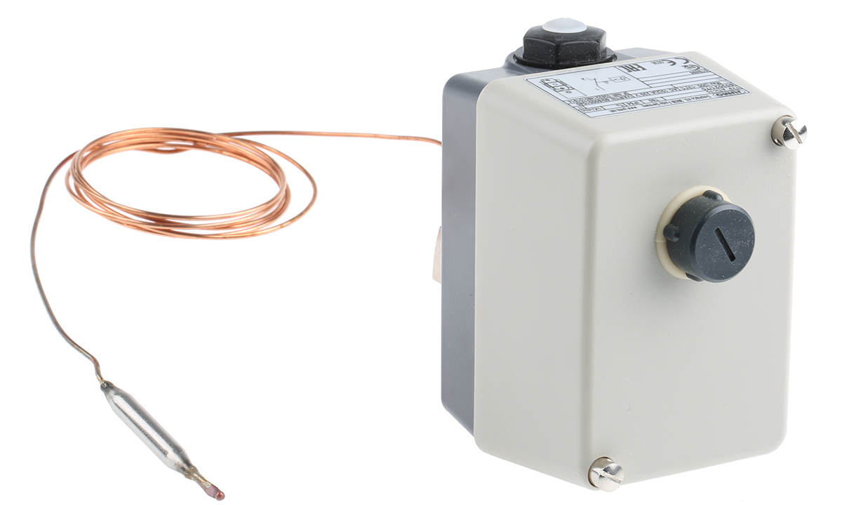 Jumo Capillary Thermostat, +300°C Max, NC, Manual Reset, Surface Mount
