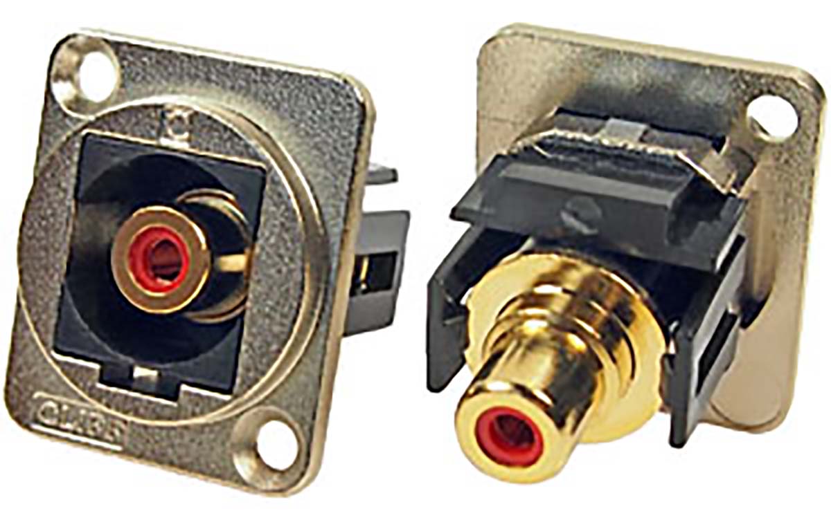 RS PRO Red Panel Mount RCA Socket, Gold over Nickel, 2A