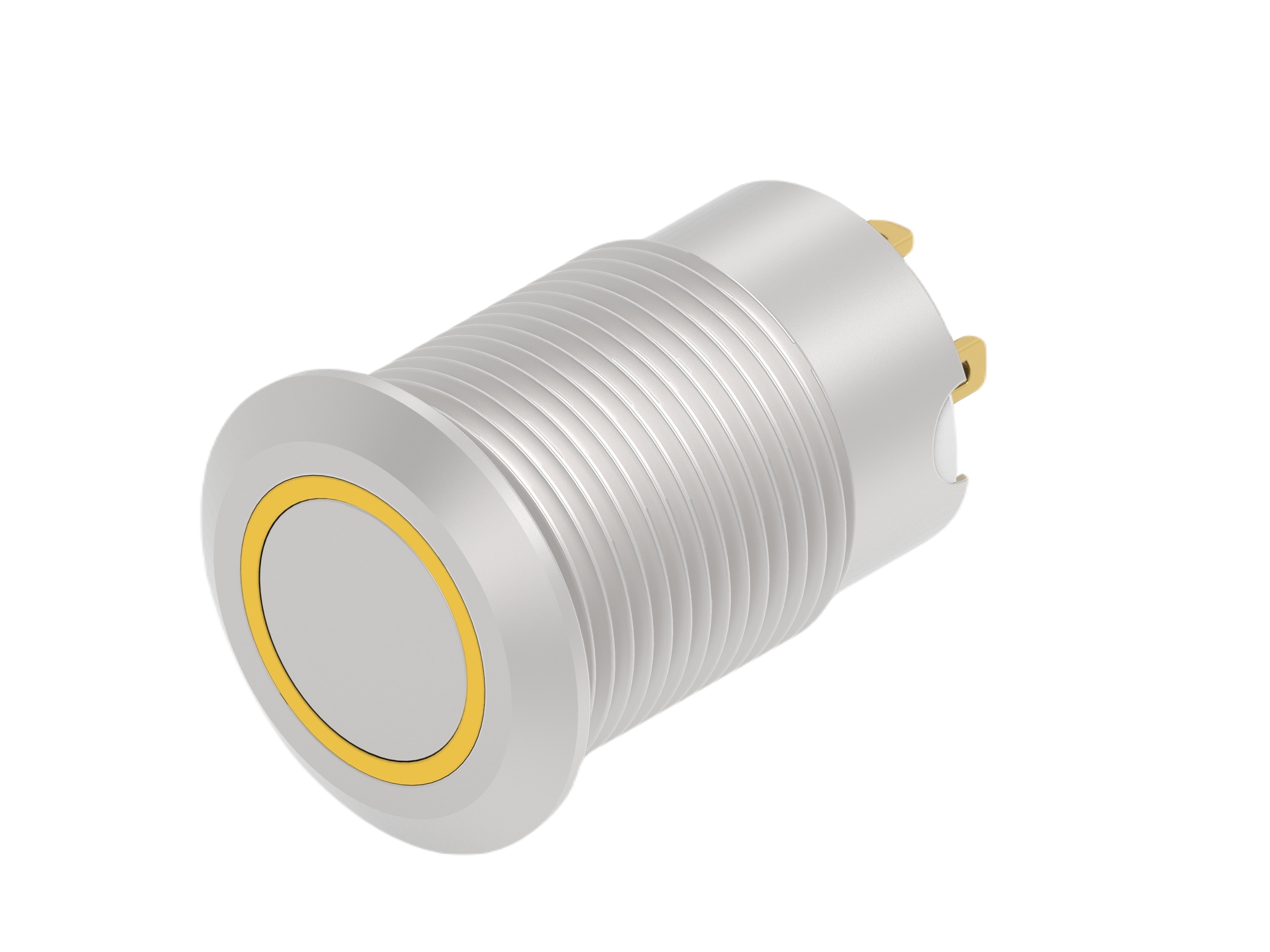 TE Connectivity AV 12 Series Illuminated Push Button Switch, Momentary, Screw Mount, 12mm Cutout, SPST, Yellow LED,