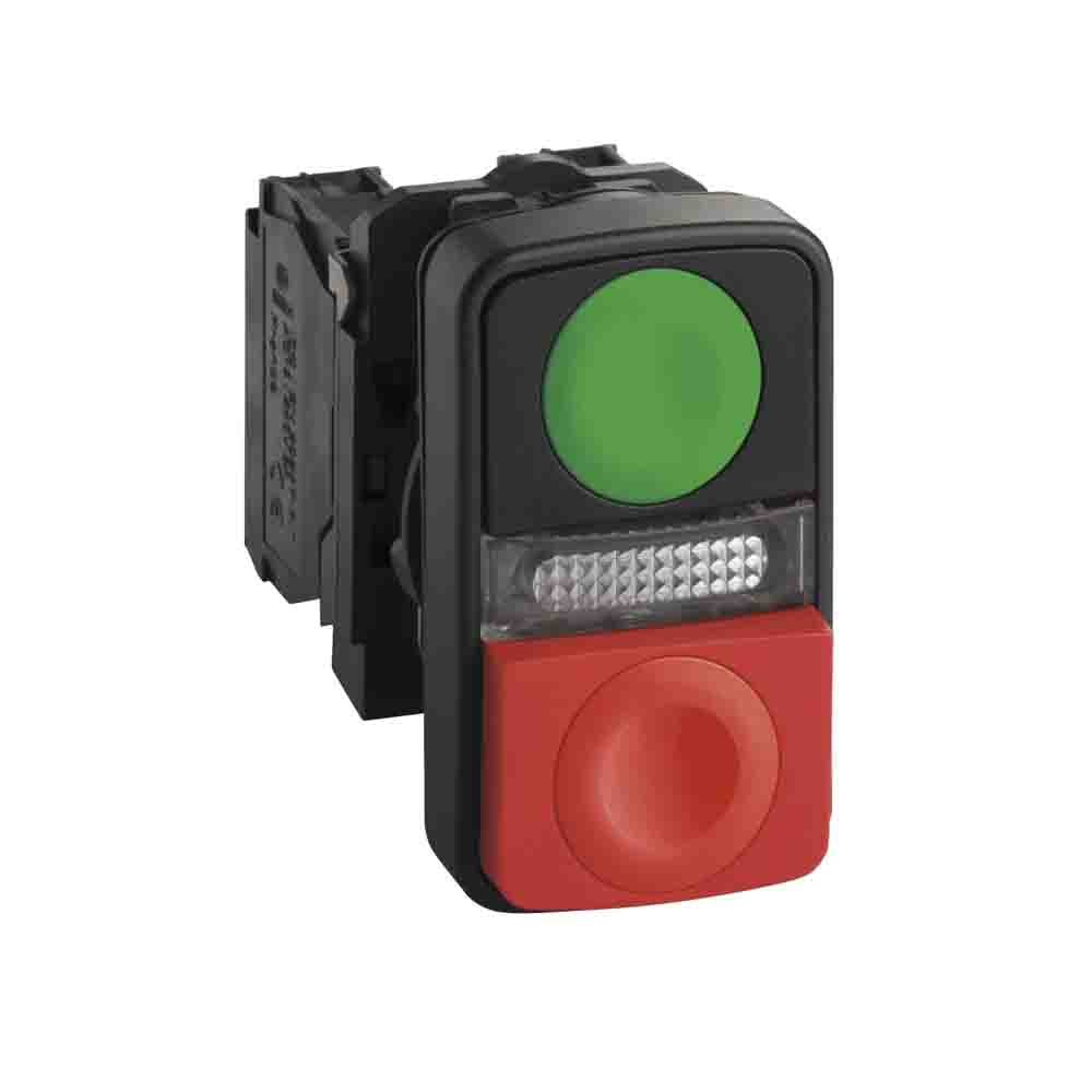 Schneider Electric Harmony XB5 Series Illuminated Push Button Complete Unit, 22mm Cutout, 1 NO + 1 NC