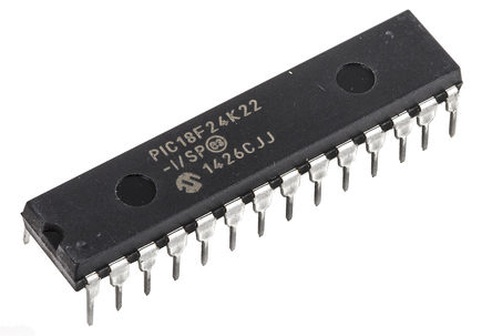 Microchip, 8 bit PIC, PIC18F2XK22 Microcontroller, 64 MHz, 16kB FLASH, 28-Pin SPDIP