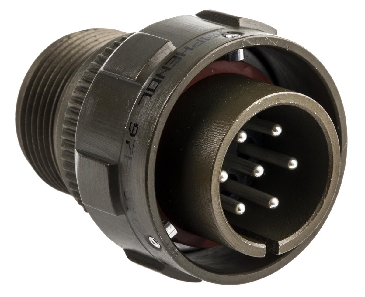 Amphenol Limited, 97B, Brass 7 Way Cable Mount MIL Spec Circular Connector Plug, Pin Contacts,Shell Size 16S, Bayonet