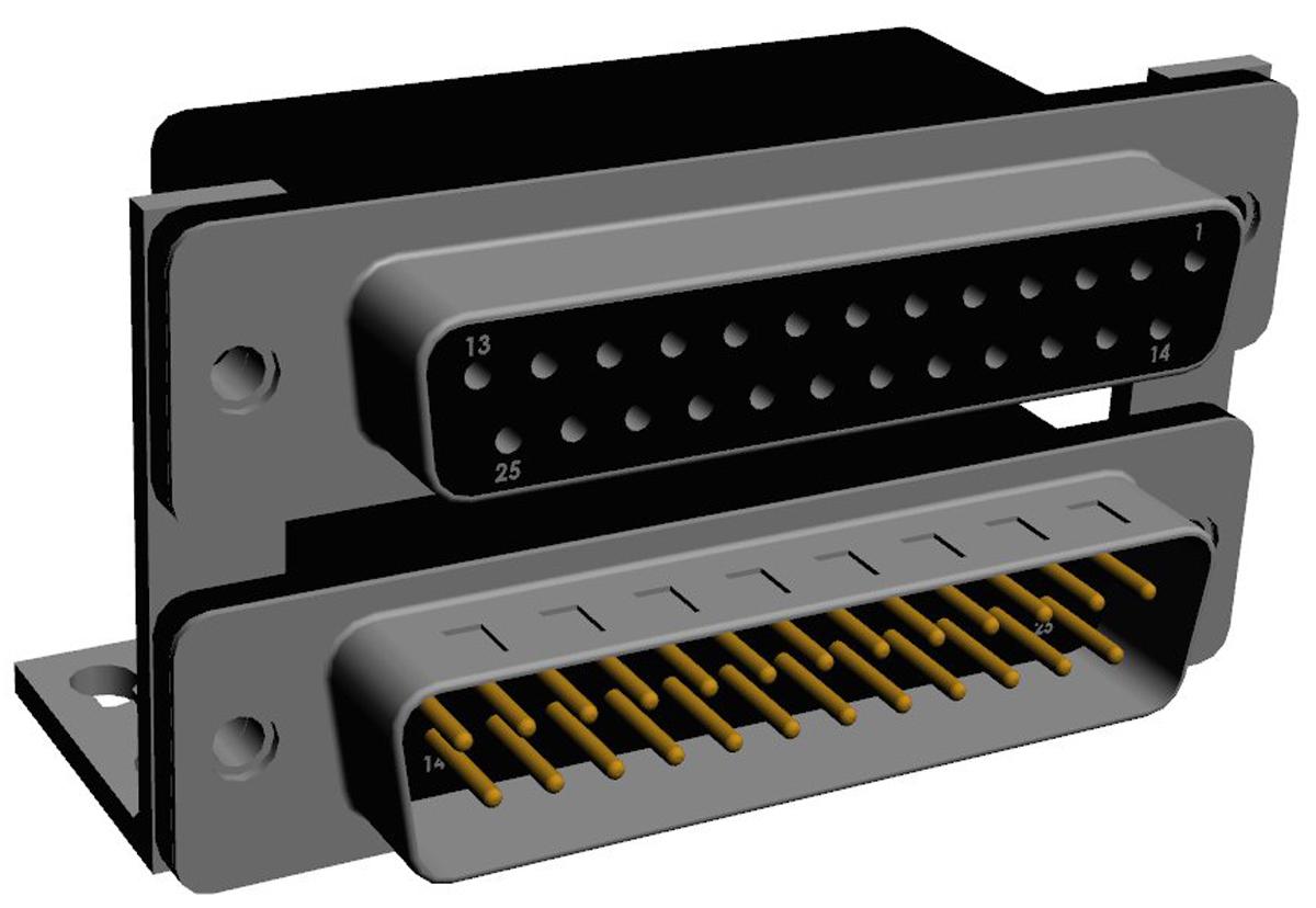 Norcomp 189 25 Way Right Angle Through Hole D-sub Connector Female/Male, 2.769mm Pitch, with 4-40 Hex Standoff, Fork