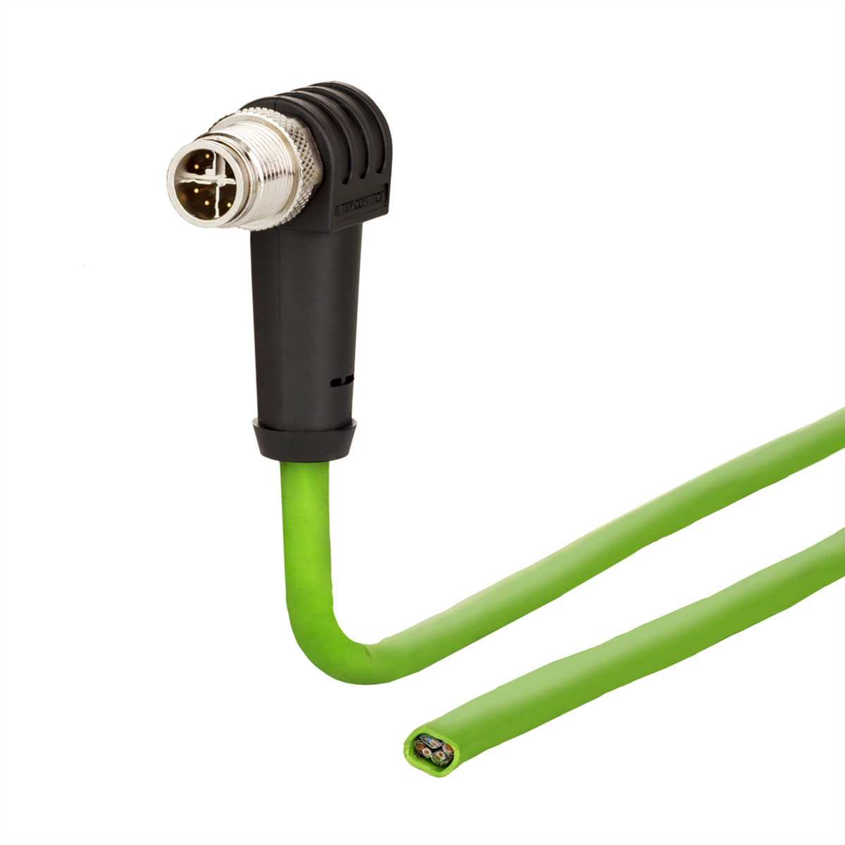 Metz-Connect30064271, 1m Cat6a, Green M12 to Male, Shielded, Unterminated Polyurethane Sheath