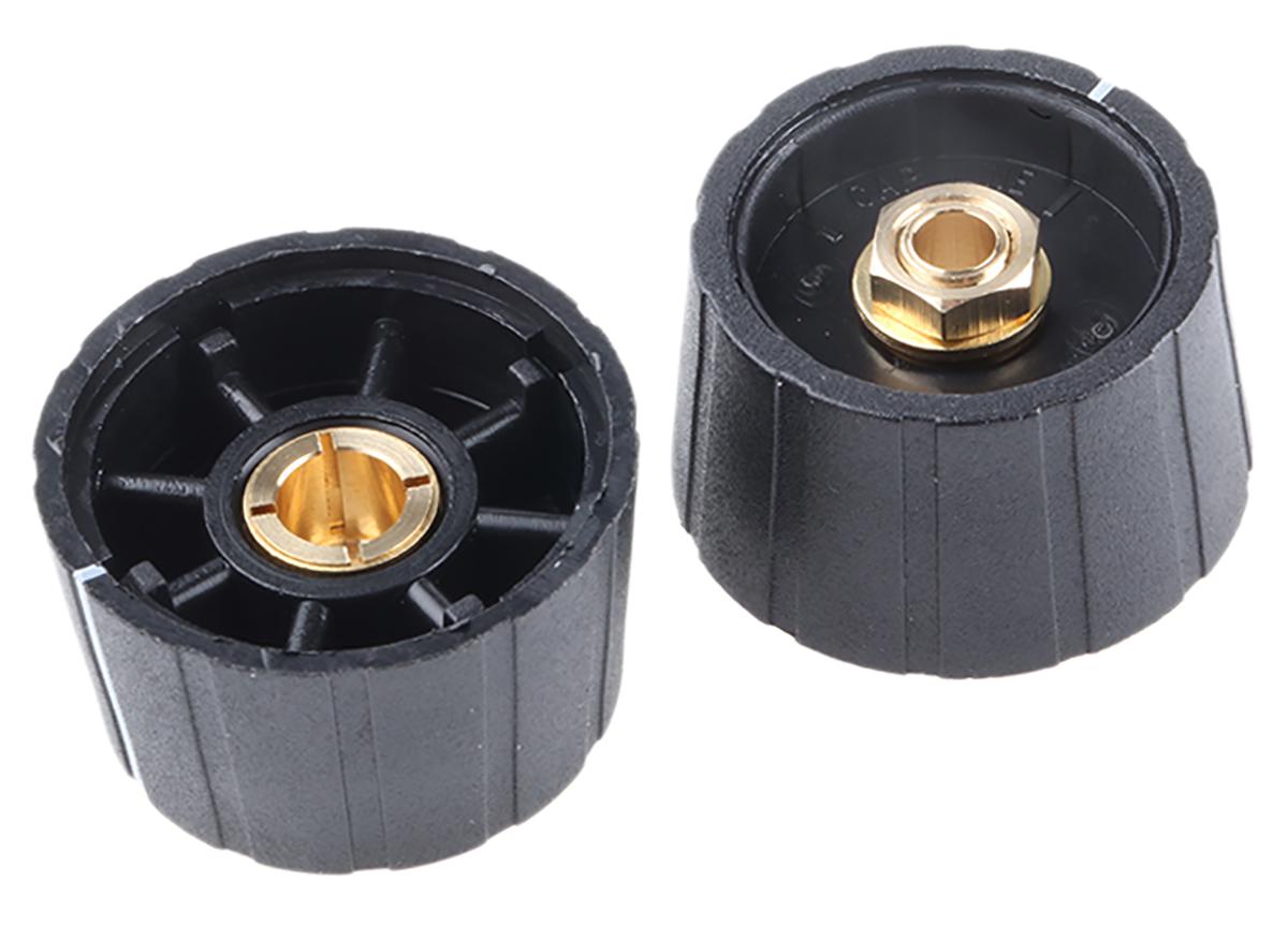 Sifam 29.5mm Black Potentiometer Knob for 6.35mm Shaft Splined, S291 250BK