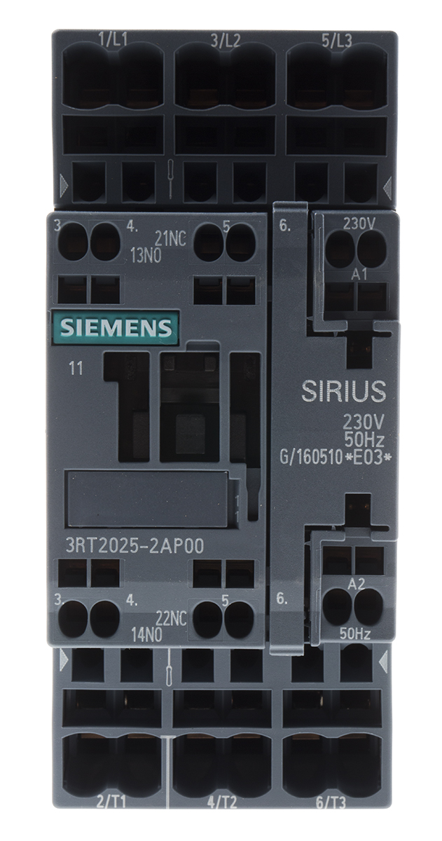 Siemens SIRIUS 3RT Size S0, 3RT2 Contactor, 230 V ac Coil, 3-Pole, 17 A, 7.5 kW, 3NO, 400 V ac
