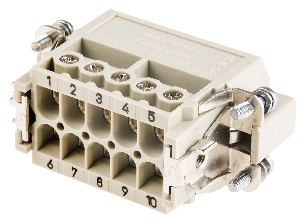 HARTING Heavy Duty Power Connector Insert, 16A, Male, Han A Series, 10 Contacts