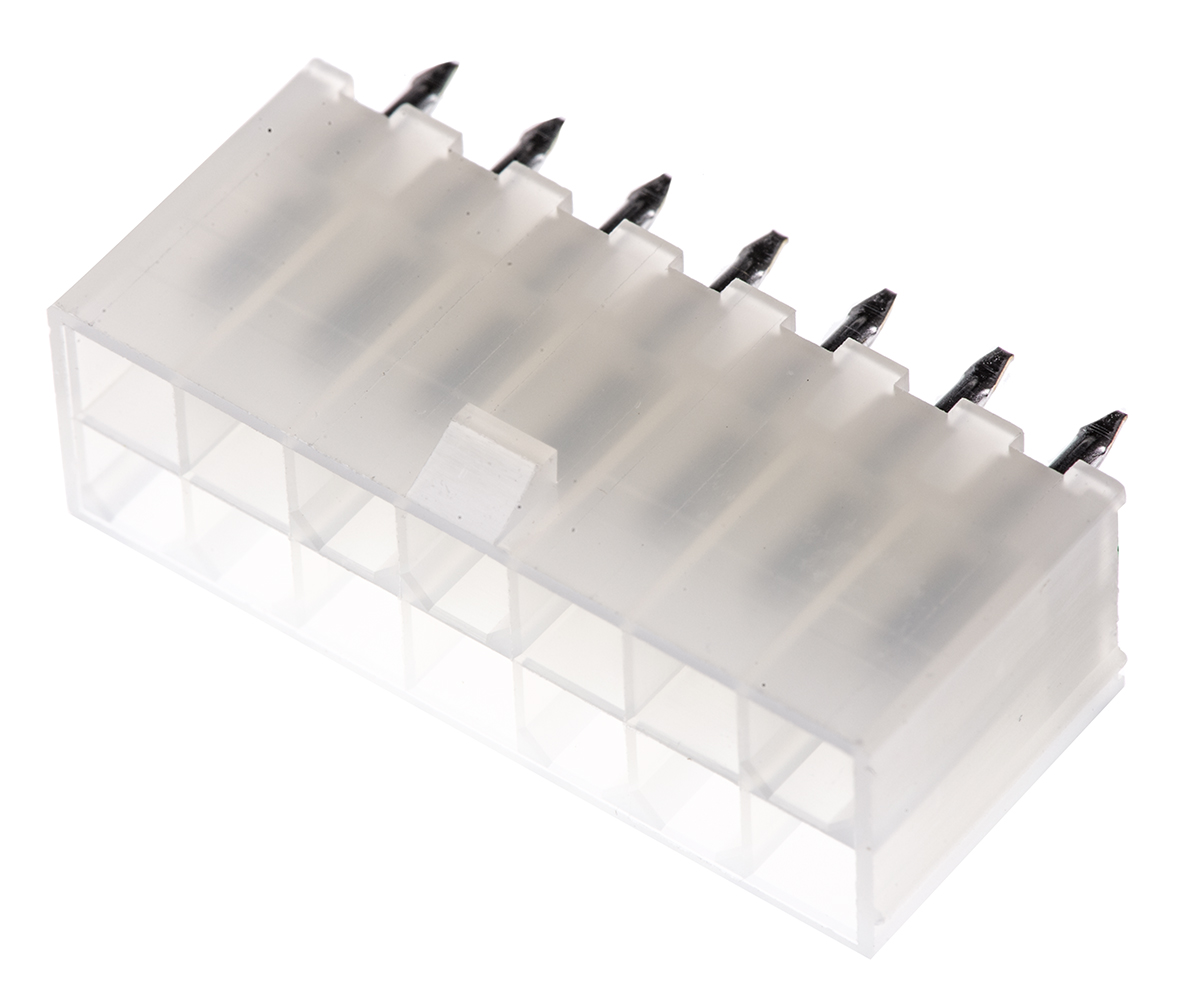 Molex Mini-Fit Jr Series Vertical Through Hole PCB Header, 14 Contact(s), 4.2 mm Pitch, 2 Row, Shrouded
