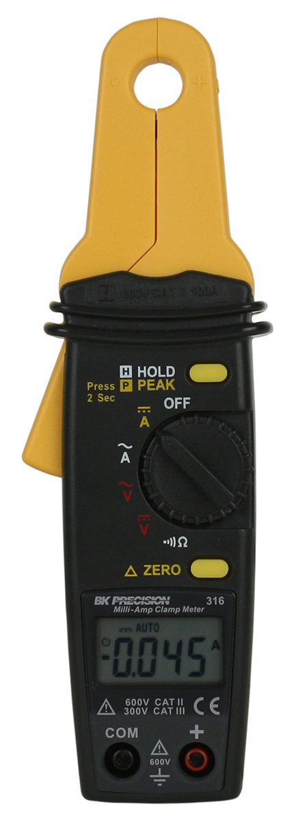 BK Precision BK316 Clamp Meter, 100A dc, Max Current 100A ac CAT II 600V With RS Calibration