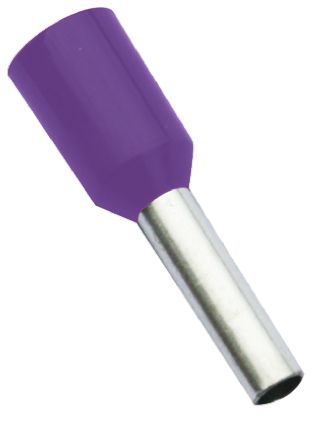 RS PRO Insulated Crimp Bootlace Ferrule, 8mm Pin Length, 1.1mm Pin Diameter, 0.25mm² Wire Size, Purple