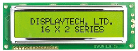 Displaytech 162F-FC-BC-3LP Alphanumeric LCD Display, Black on White, 2 Rows by 16 Characters, Transflective