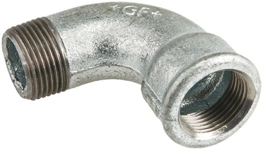 Georg Fischer Galvanised Malleable Iron Fitting, 90° Short Elbow, Male BSPT 3/4in to Female BSPP 3/4in