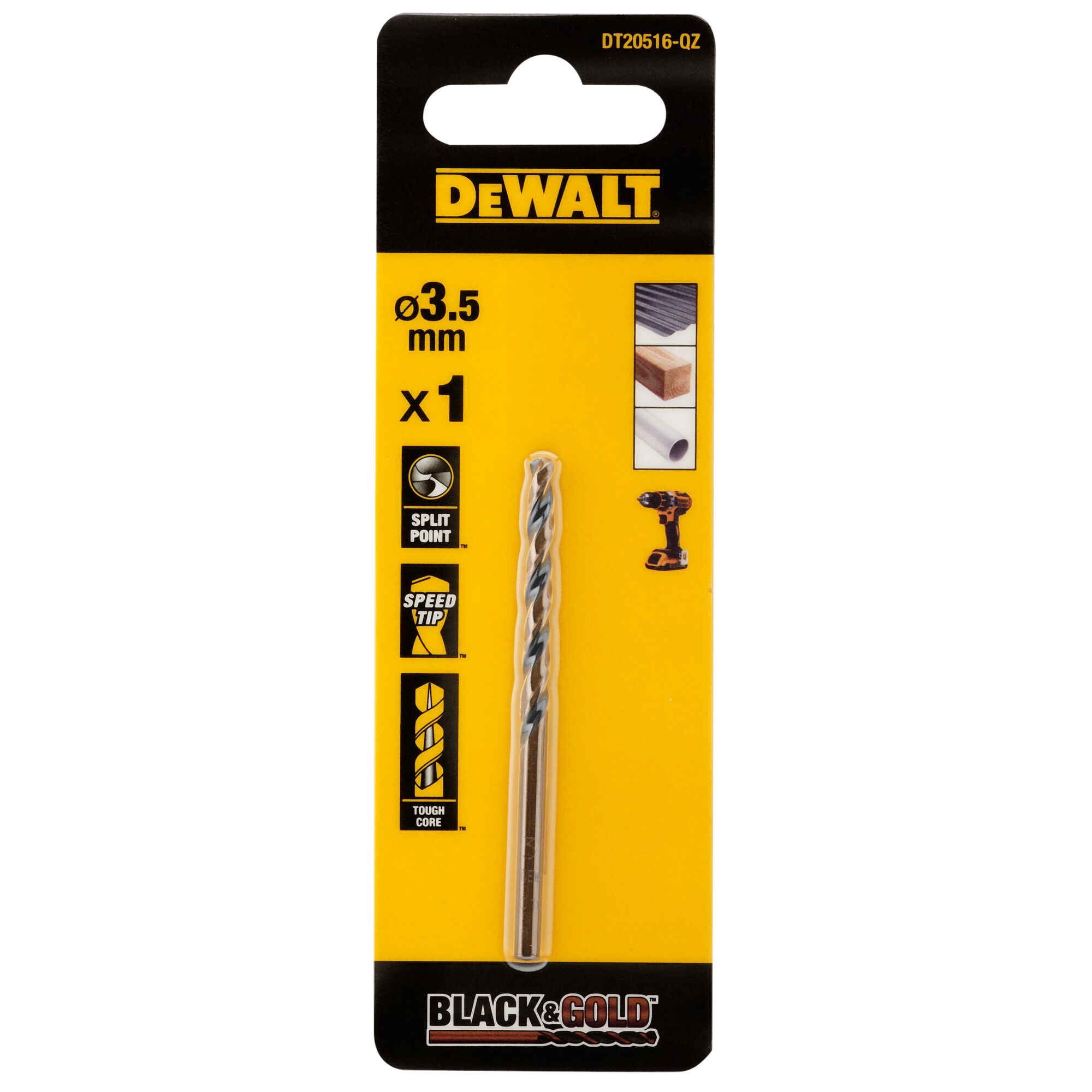 DeWALT DT205 Series HSS Twist Drill Bit for Metal, 3.5mm Diameter