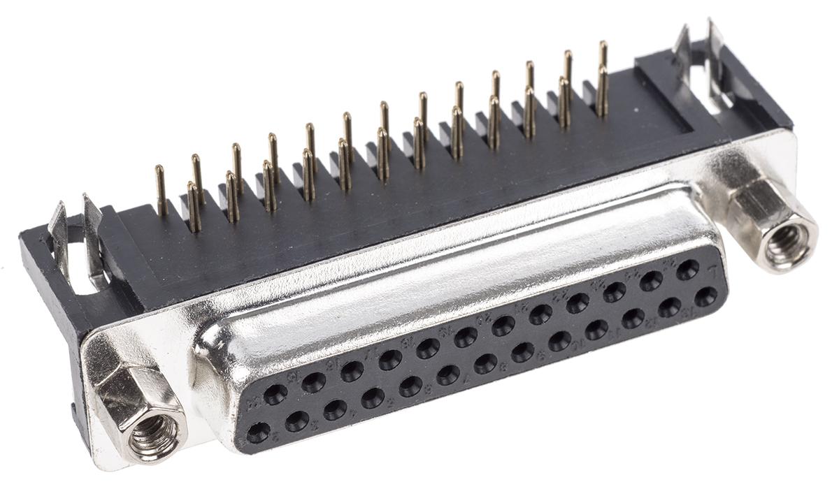 ASSMANN WSW A-DF 25 Way Right Angle Through Hole D-sub Connector Socket, 2.77mm Pitch, with 4-40 UNC Screwlocks