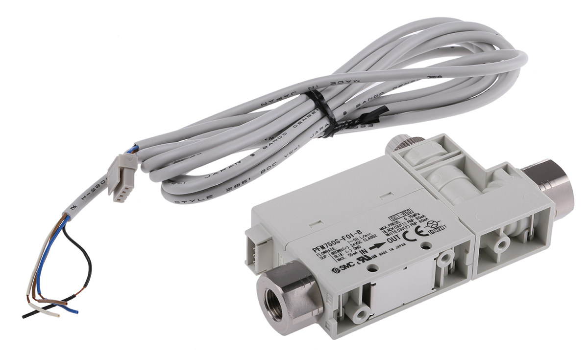 SMC Compact Mount Flow Controller, 1 → 50 L/min, PNP Output, 24 V dc, 1/8 in Pipe