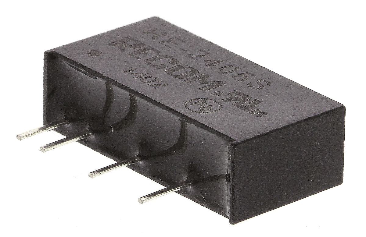 Recom RE DC-DC Converter, 5V dc/ 200mA Output, 21.6 → 26.4 V dc Input, 1W, Through Hole, +85°C Max Temp -40°C
