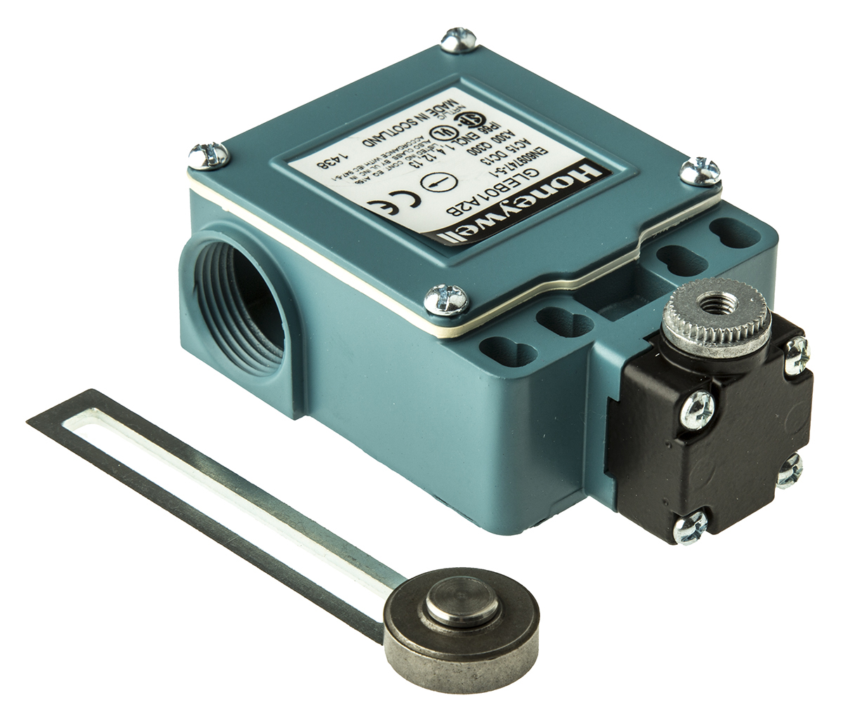 Honeywell GLE Series Adjustable Roller Lever Limit Switch, NO/NC, IP67, SPDT, Die Cast Zinc Housing, 300V ac Max, 6A Max