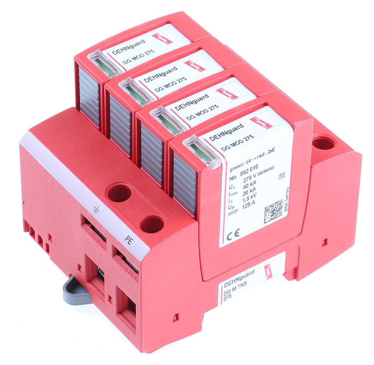 Dehn, DG Modular Surge Protector 275 V ac Maximum Voltage Rating 40kA Maximum Surge Current Type 2 Arrester
