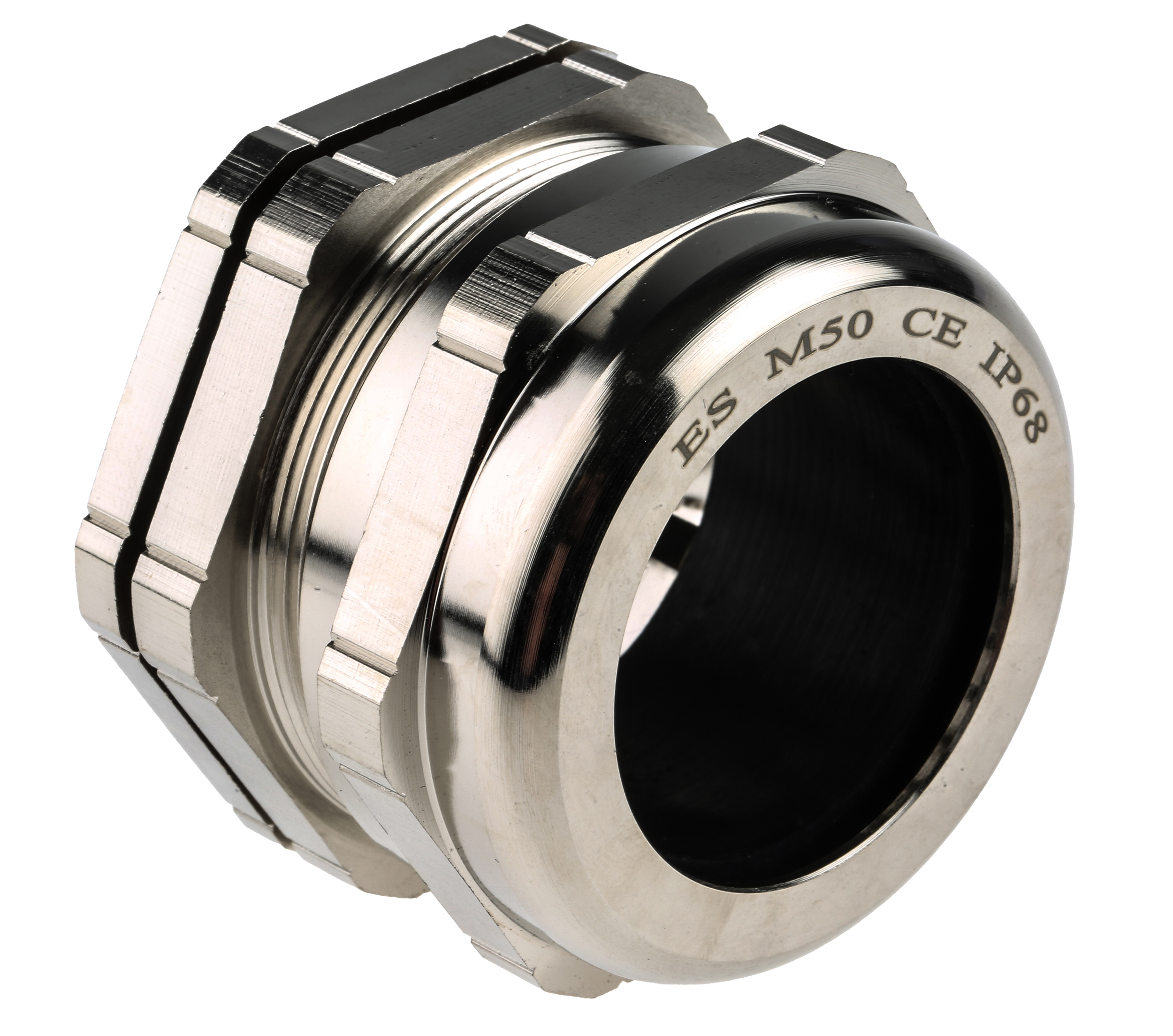 RS PRO Metallic Nickel Plated Brass Cable Gland, M50 Thread, 30mm min., 38mm max., IP68