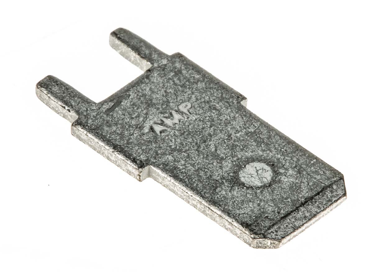 TE Connectivity FASTON .250 Grey Uninsulated Male Spade Connector, PCB Tab, 6.35 x 0.83mm Tab Size