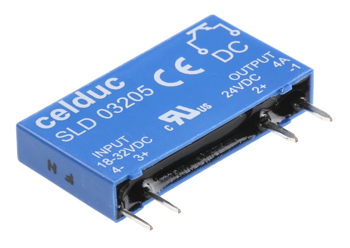 Celduc SP-ST-SL Series Solid State Relay, 4 A Load, PCB Mount, 32 V Load, 32 V Control