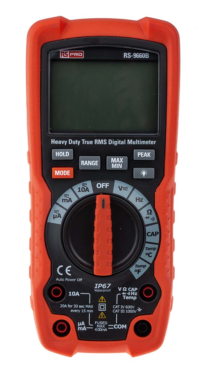 RS PRO RS-9660B Handheld Digital Multimeter, True RMS, 10A ac Max, 10A dc Max, 1000V ac Max - RS Calibrated
