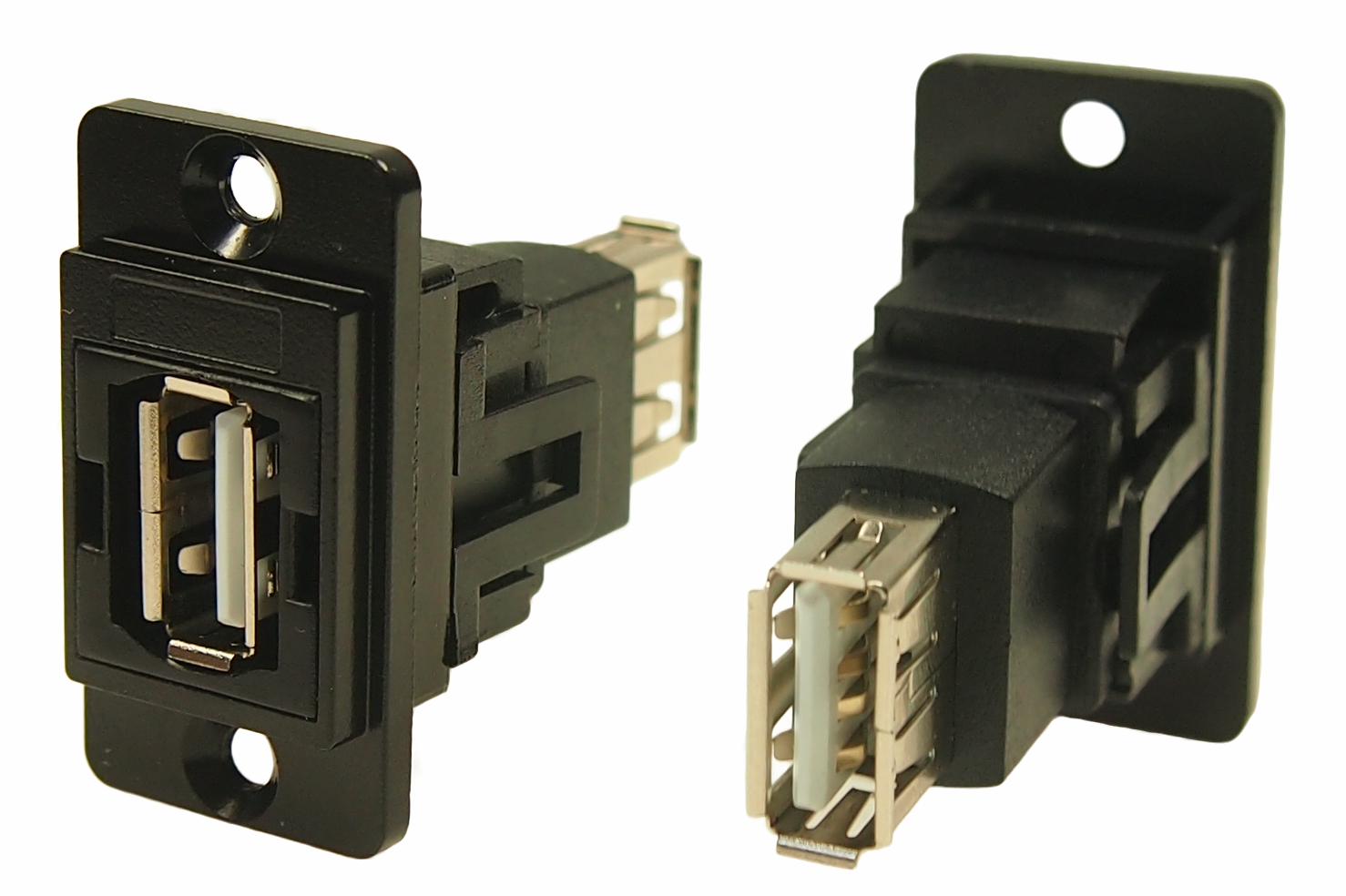 RS PRO Straight, Panel Mount, Socket to Socket- Dual Port Type A to A 2.0 USB Connector