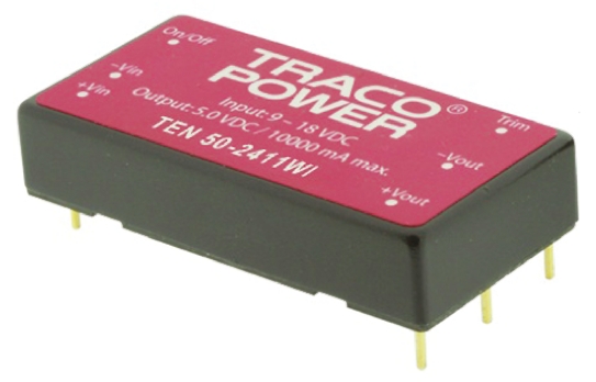 TRACOPOWER TEN 50WI DC-DC Converter, 24V dc/ 2.08A Output, 36 → 75 V dc Input, 50W, Through Hole, +85°C Max Temp