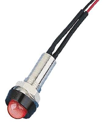 Oxley Red Panel Mount Indicator, 110V ac, 8mm Mounting Hole Size, Lead Wires Termination, IP68