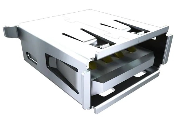Samtec Right Angle, SMT, Socket- Single Port Type A 2.0 USB Connector